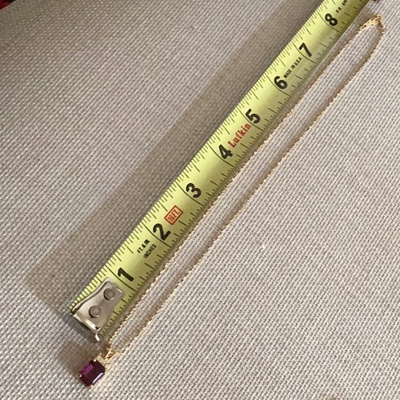 Fashion 18”gold filled chain with rectangular simulated amethyst - Picture 2 of 3